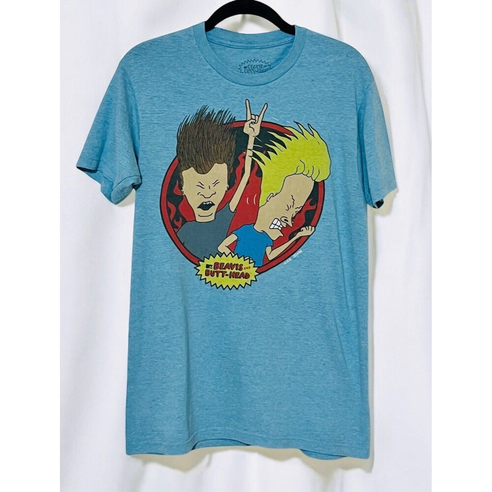 Beavis & Butthead Tshirt Adult Small Crew Neck Blue Retro 90s Y2K MTV Mike Judge